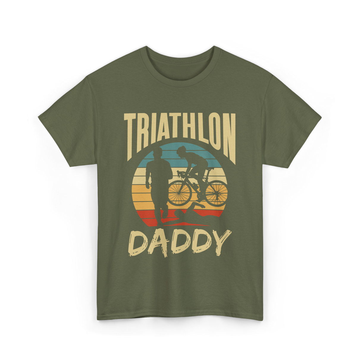 Daddy Triathlete Sport Lover T-Shirt - Military Green