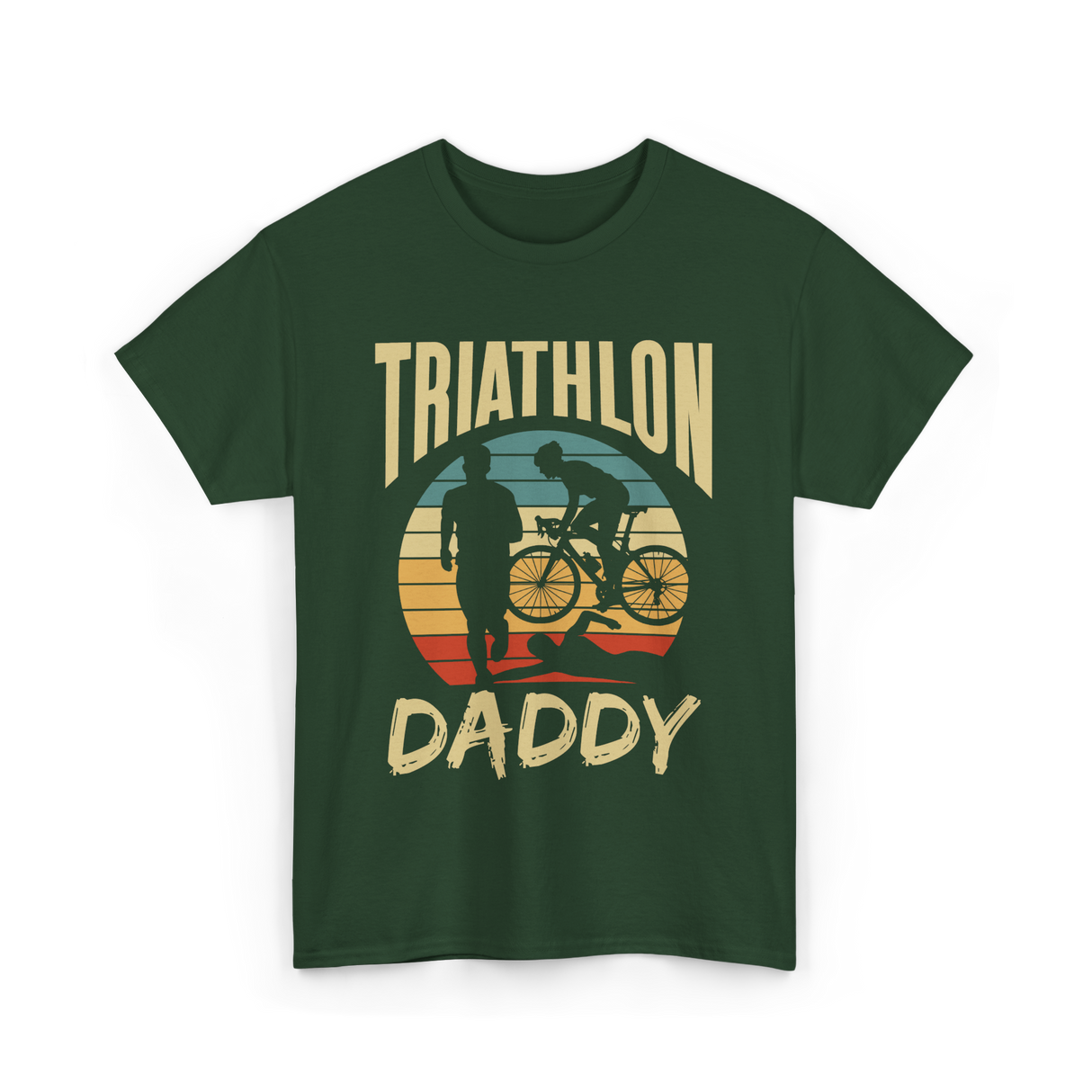 Daddy Triathlete Sport Lover T-Shirt - Forest Green