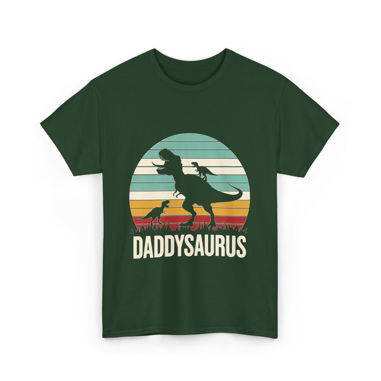 Daddysaurus Dad Dinosaur T-Shirt - Forest Green