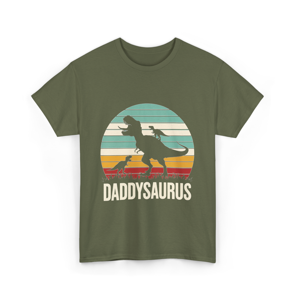 Daddysaurus Dad Dinosaur T-Shirt - Military Green