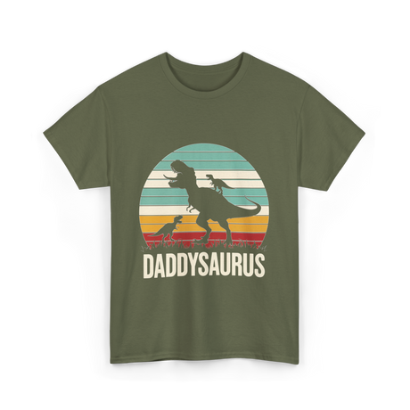 Daddysaurus Dad Dinosaur T-Shirt - Military Green