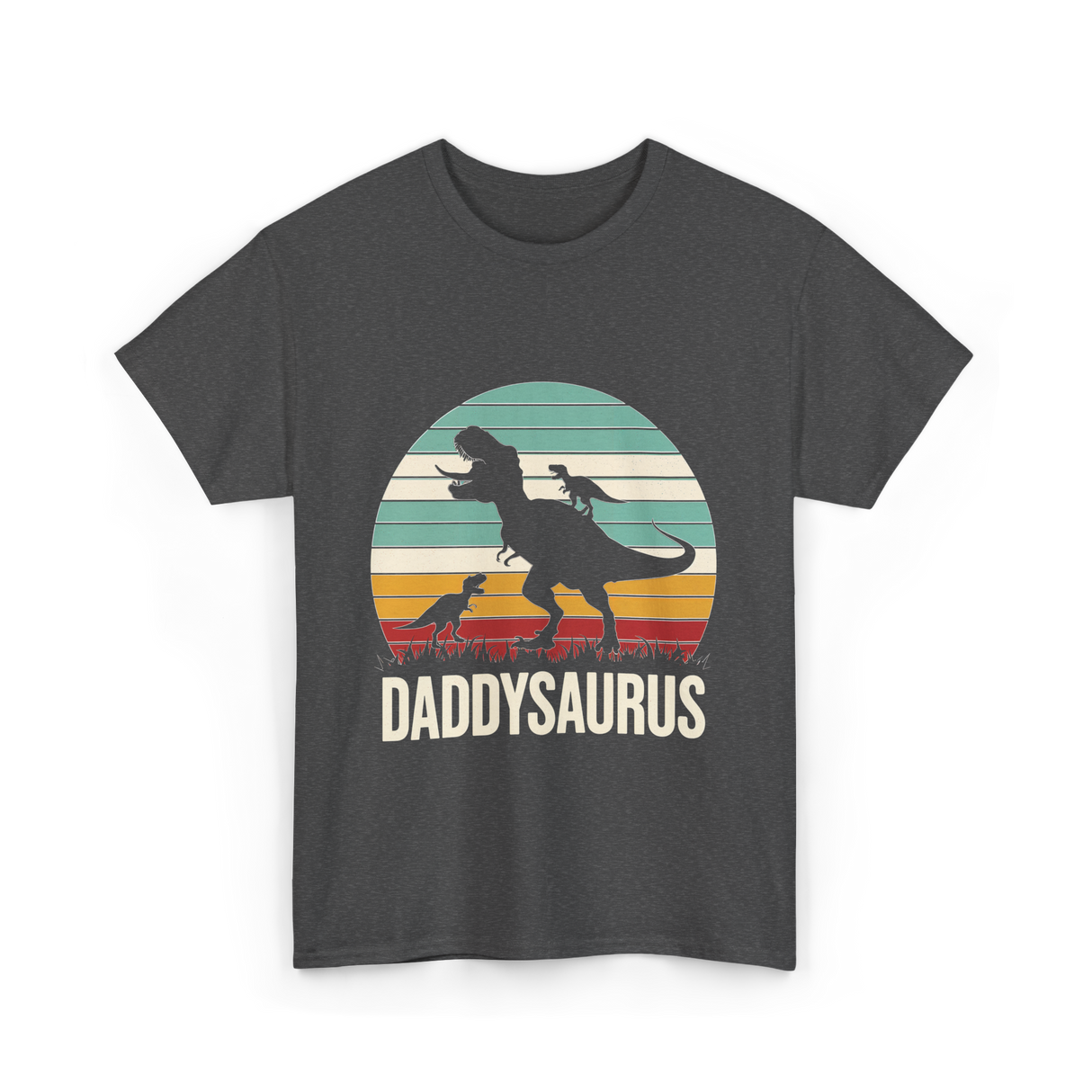 Daddysaurus Dad Dinosaur T-Shirt - Dark Heather