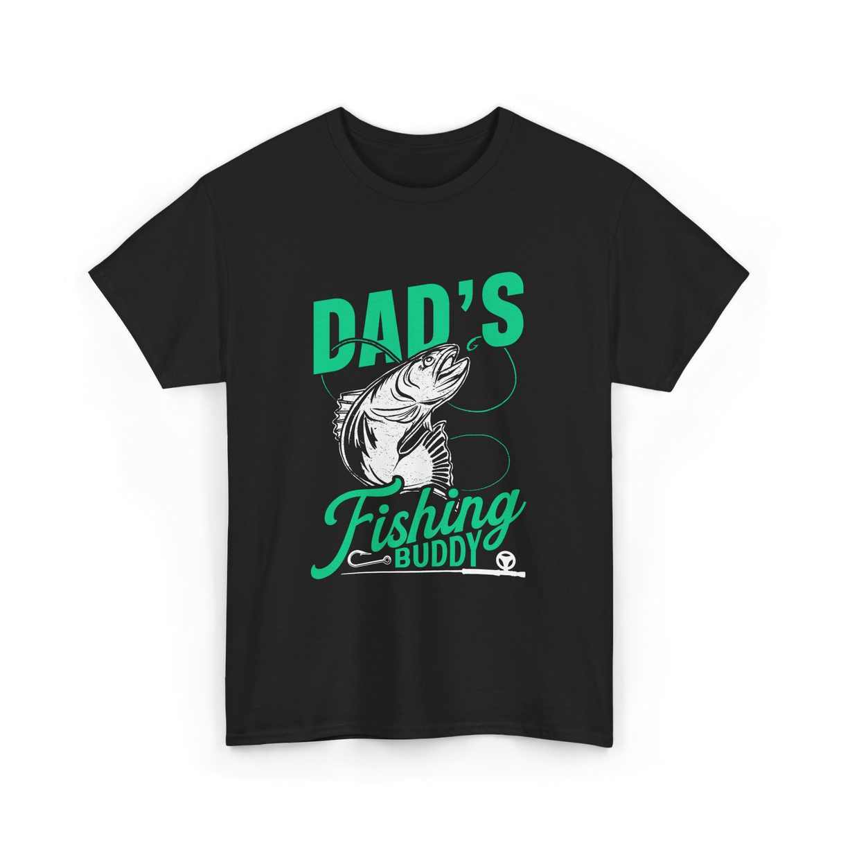 Dads Fishing Buddy Fisherman T-Shirt - Black