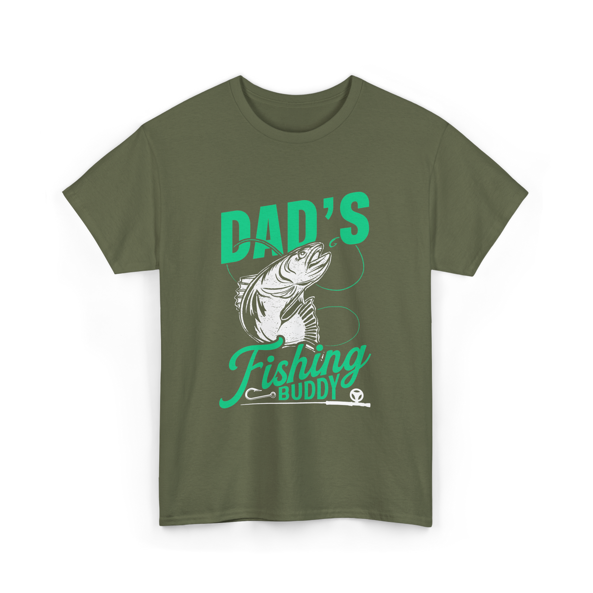 Dads Fishing Buddy Fisherman T-Shirt - Military Green