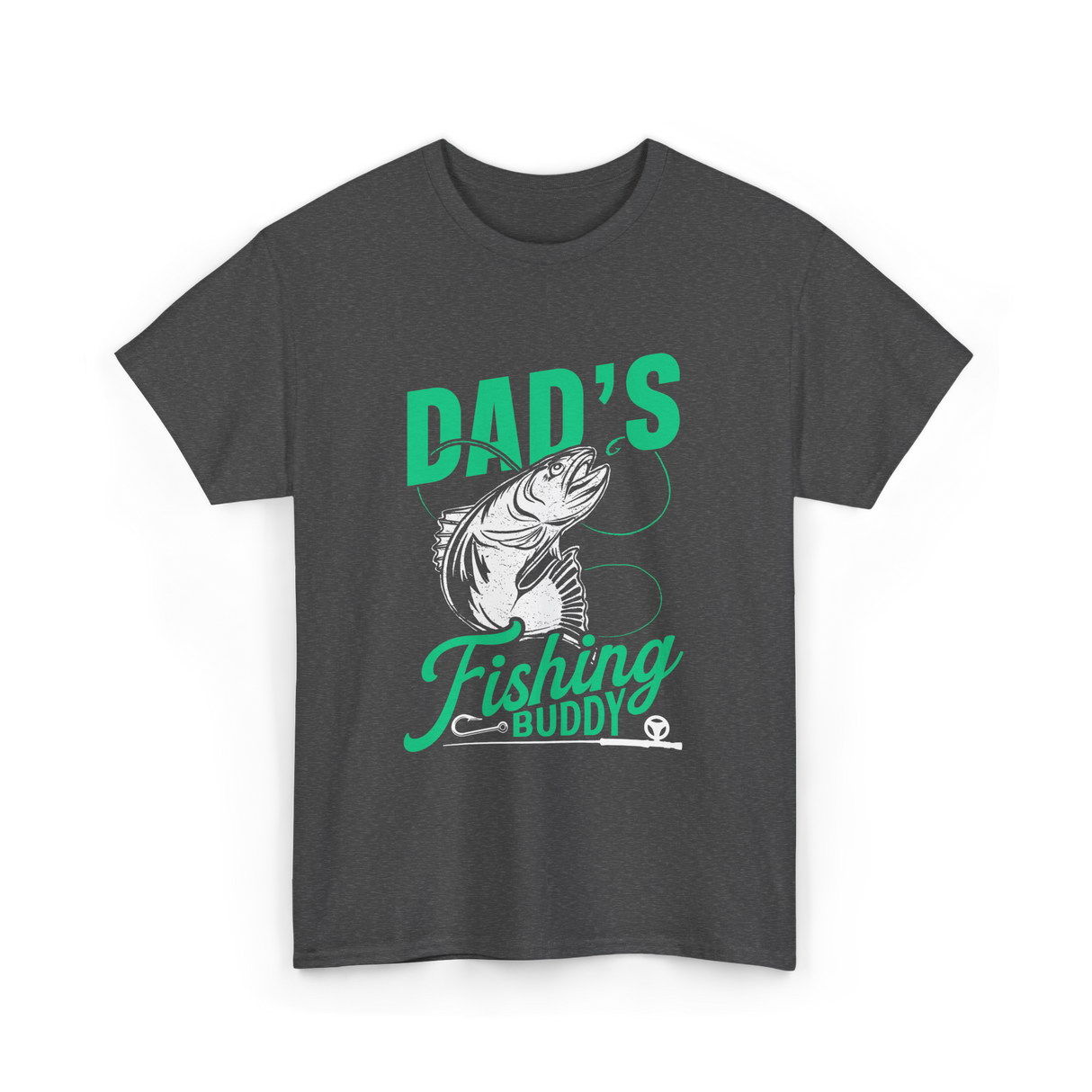 Dads Fishing Buddy Fisherman T-Shirt - Dark Heather