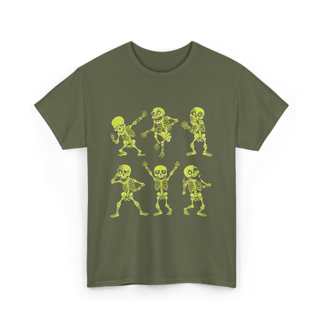 Dancing Skeletons Dance Skeleton Kids T-Shirt - Military Green