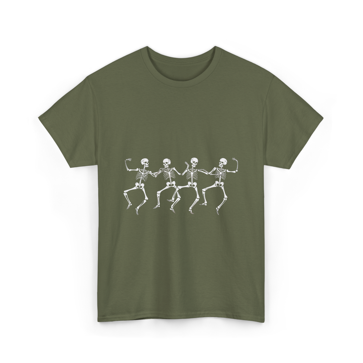 Dancing Skeletons Halloween Skeletons T-Shirt - Military Green