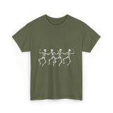 Dancing Skeletons Halloween Skeletons T-Shirt - Military Green