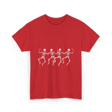 Dancing Skeletons Halloween Skeletons T-Shirt - Red