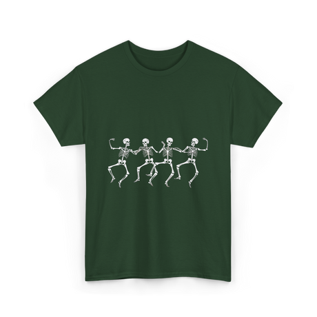 Dancing Skeletons Halloween Skeletons T-Shirt - Forest Green