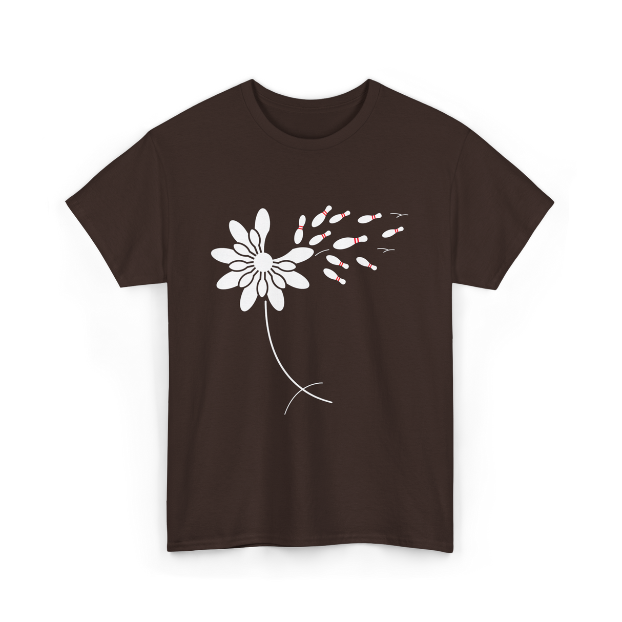 Dandelion Bowling Pins Bowling T-Shirt - Dark Chocolate