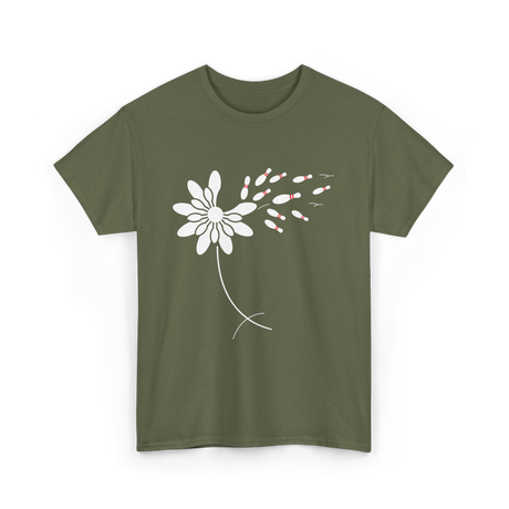 Dandelion Bowling Pins Bowling T-Shirt - Military Green