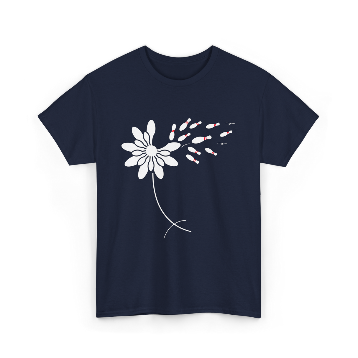 Dandelion Bowling Pins Bowling T-Shirt - Navy