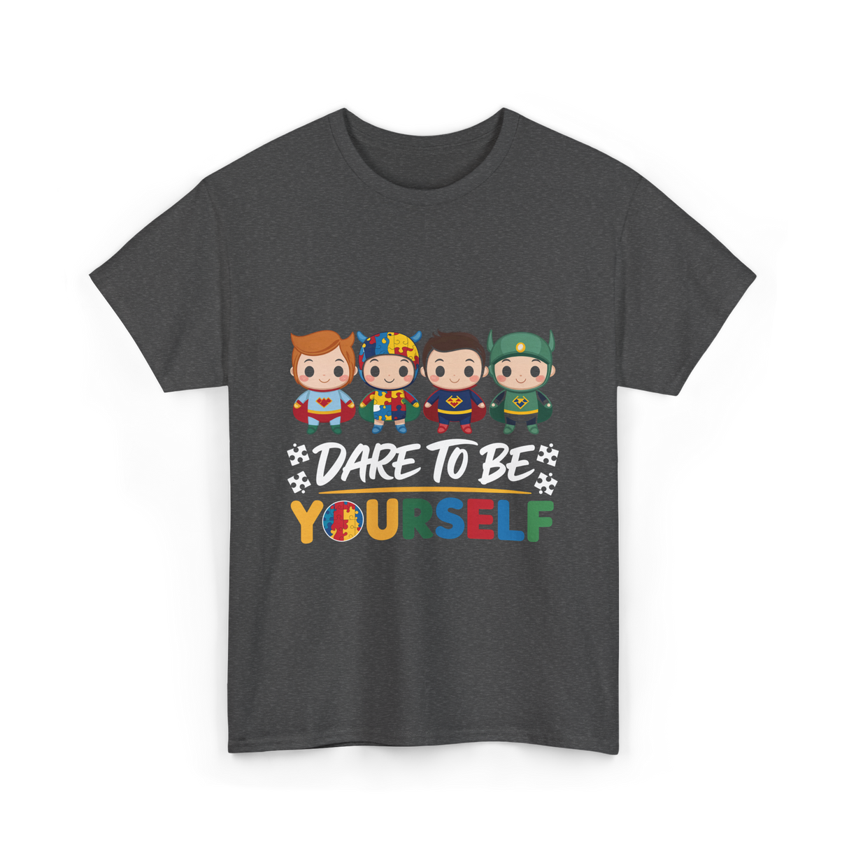 Dare To Be Yourself Autism Awareness T-Shirt - Dark Heather