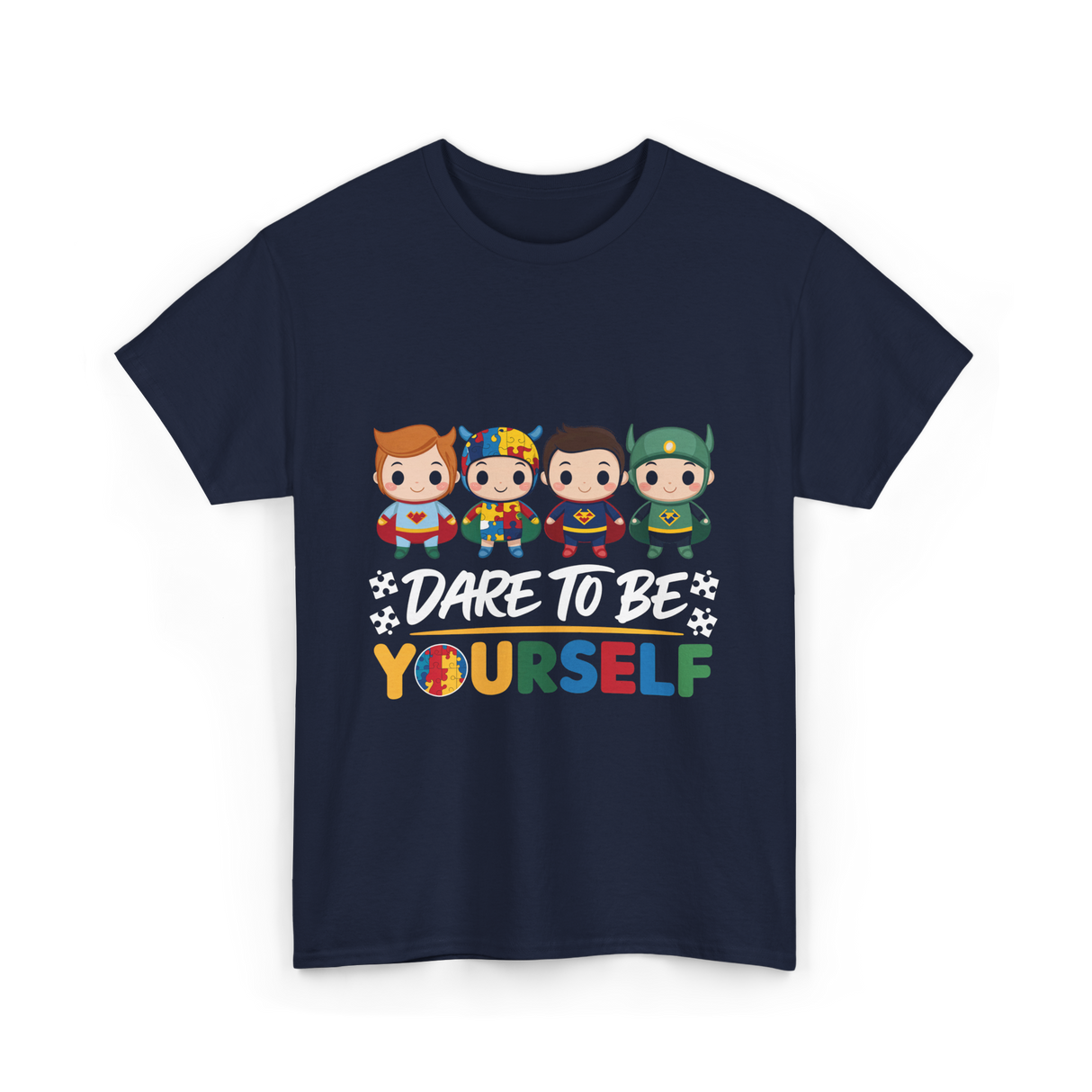 Dare To Be Yourself Autism Awareness T-Shirt - Navy