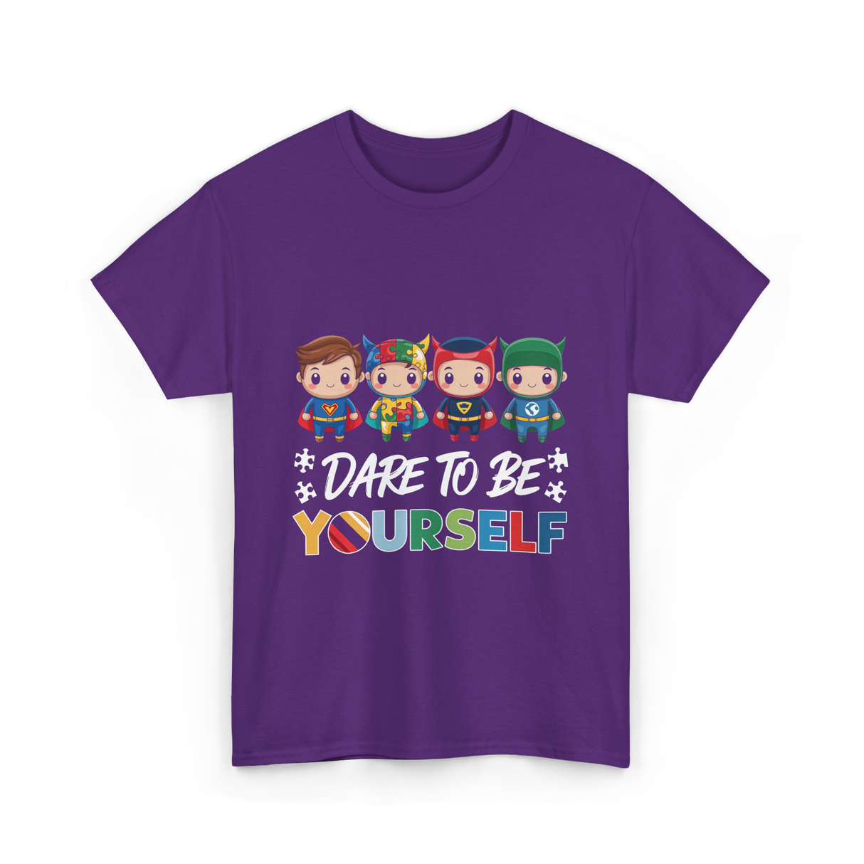 Dare To Be Yourself Autism Superheroes T-Shirt - Purple