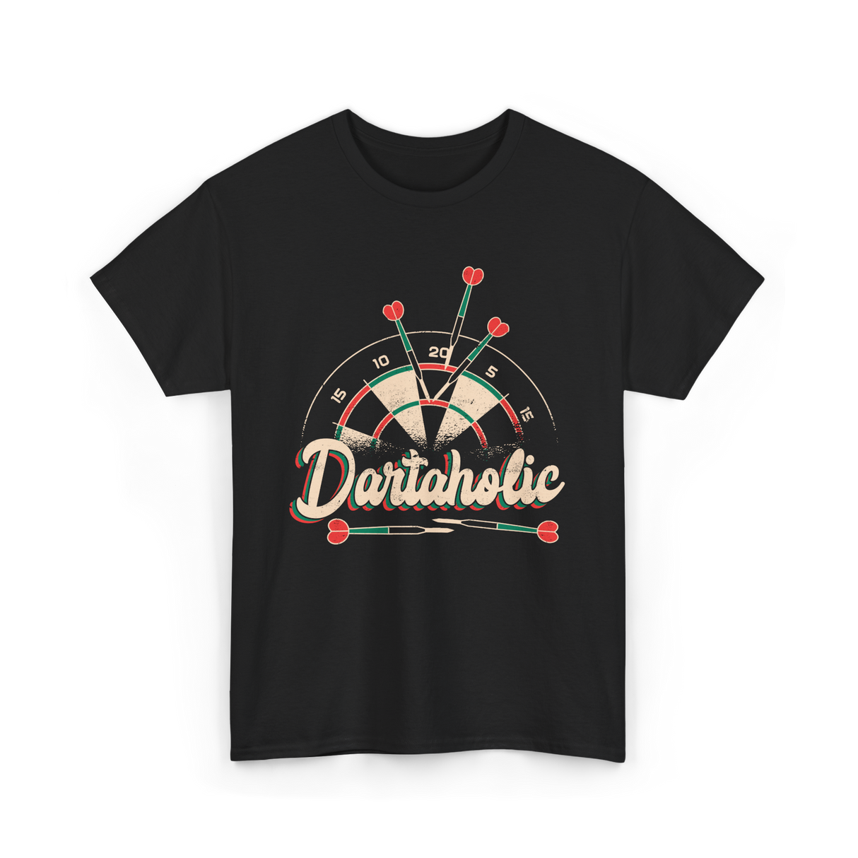 Dartaholic Darts Player Throwing T-Shirt - Black