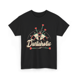 Dartaholic Darts Player Throwing T-Shirt - Black