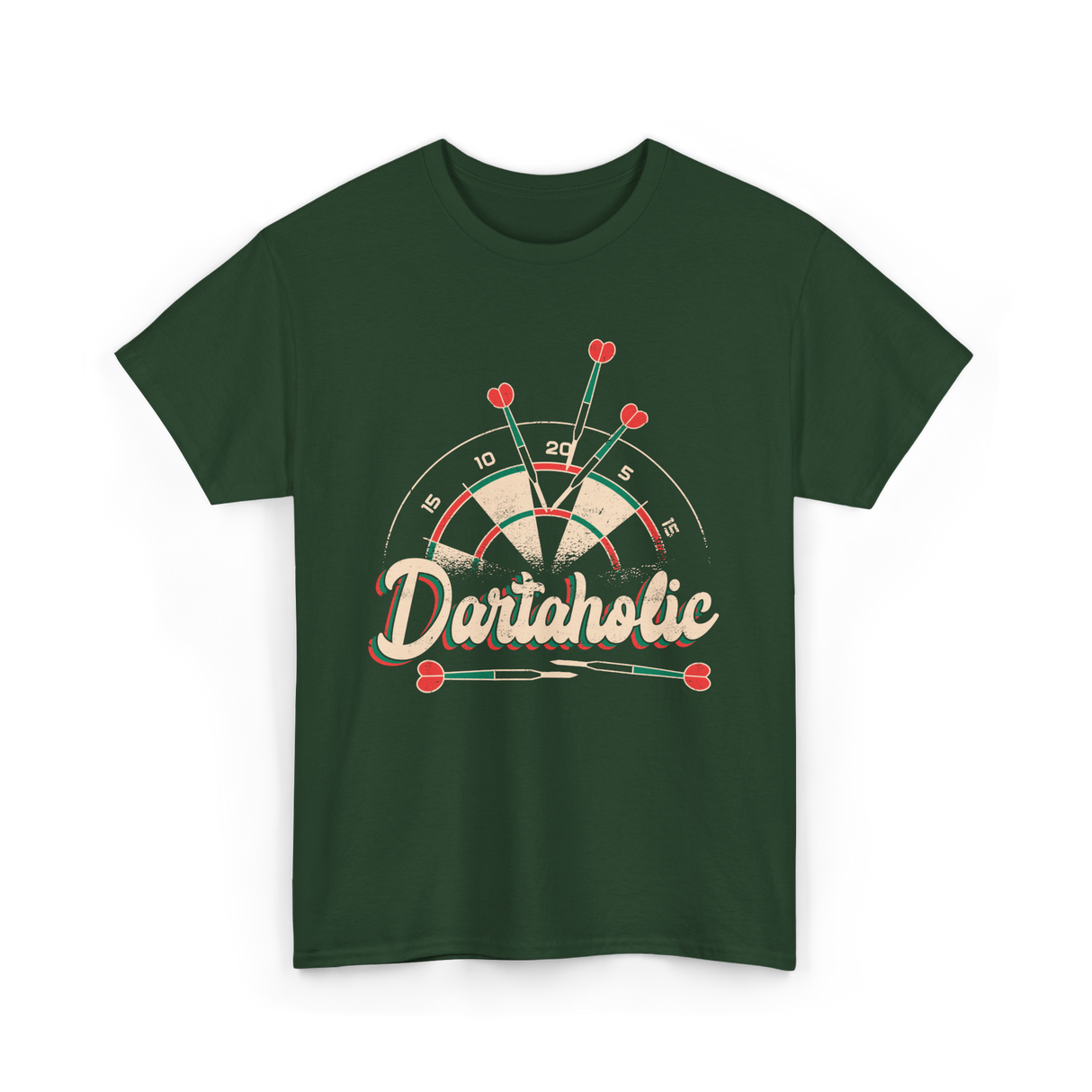 Dartaholic Darts Player Throwing T-Shirt - Forest Green