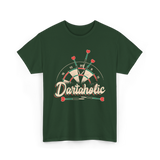 Dartaholic Darts Player Throwing T-Shirt - Forest Green