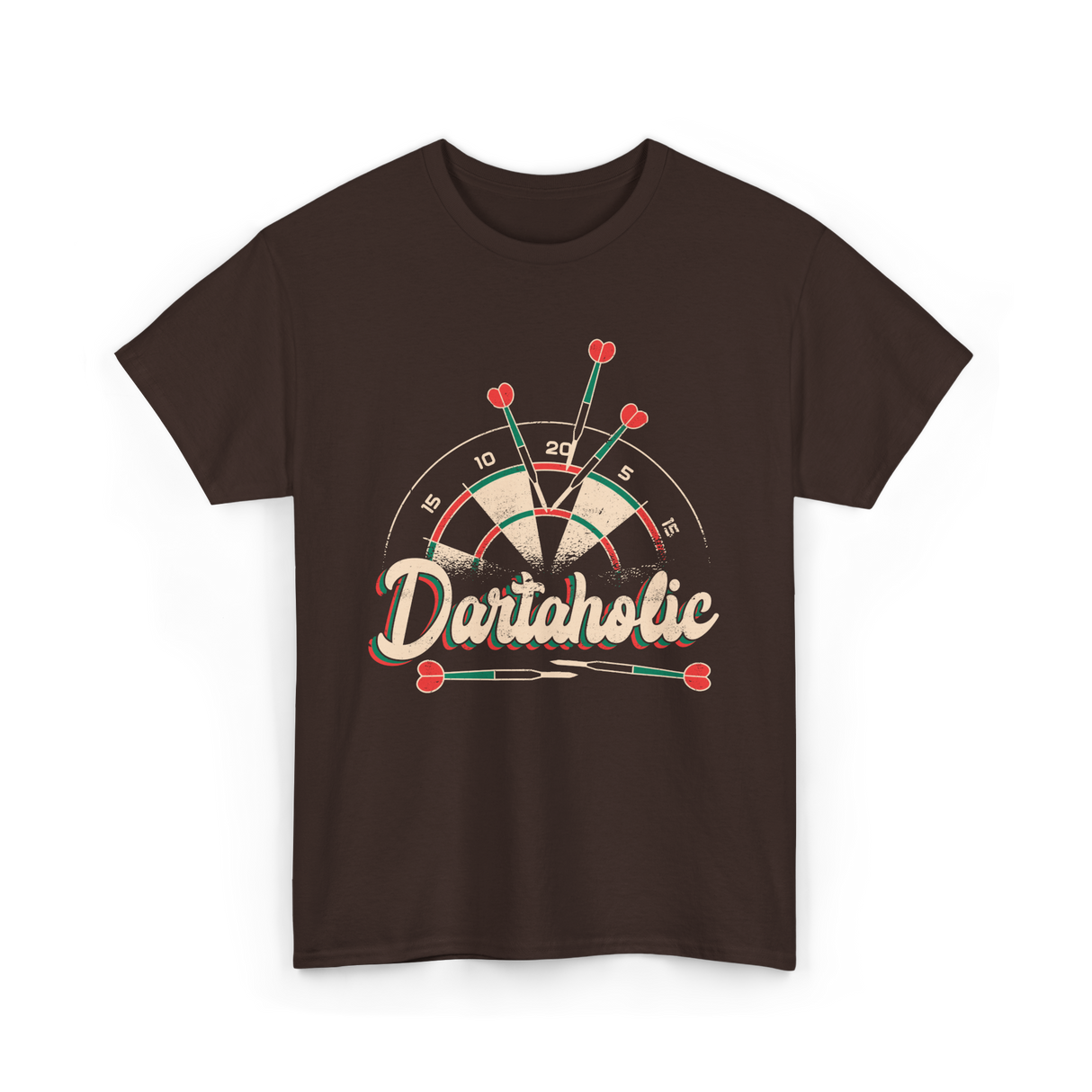 Dartaholic Darts Player Throwing T-Shirt - Dark Chocolate