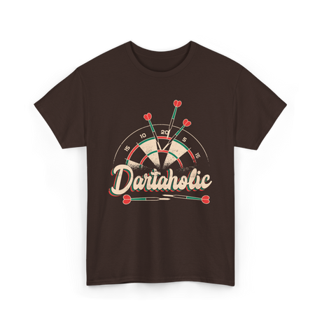 Dartaholic Darts Player Throwing T-Shirt - Dark Chocolate