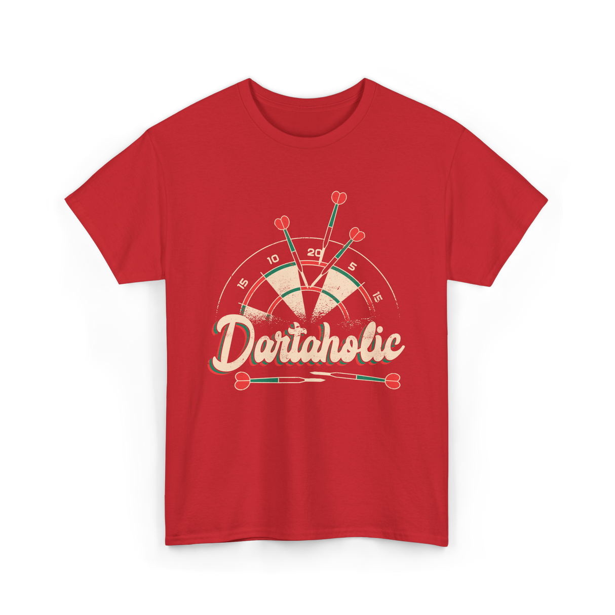 Dartaholic Darts Player Throwing T-Shirt - Red