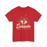 Dartaholic Darts Player Throwing T-Shirt - Red