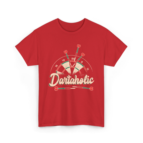 Dartaholic Darts Player Throwing T-Shirt - Red