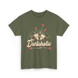 Dartaholic Darts Player Throwing T-Shirt - Military Green