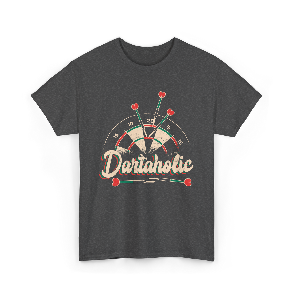 Dartaholic Darts Player Throwing T-Shirt - Dark Heather