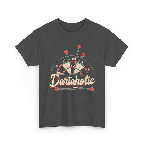 Dartaholic Darts Player Throwing T-Shirt - Dark Heather