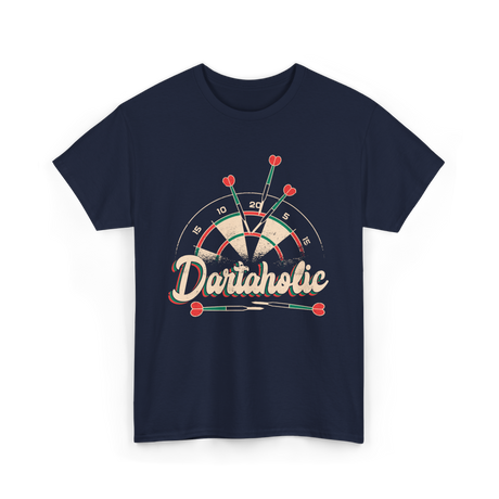 Dartaholic Darts Player Throwing T-Shirt - Navy