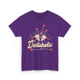 Dartaholic Darts Player Throwing T-Shirt - Purple