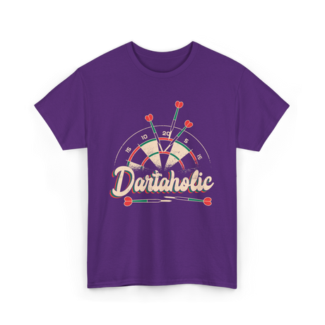 Dartaholic Darts Player Throwing T-Shirt - Purple