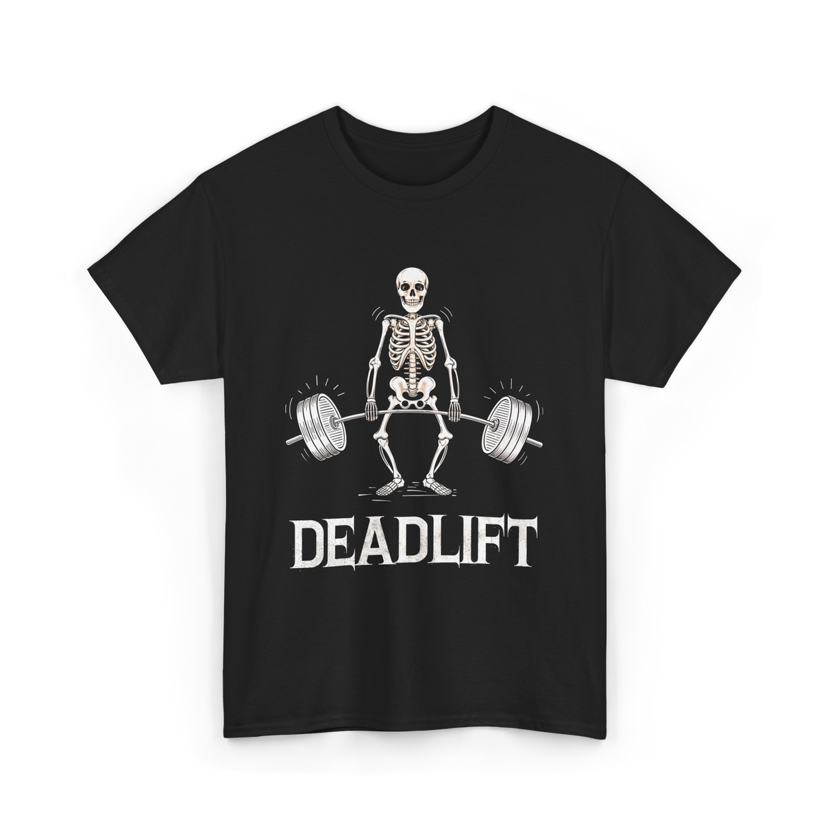 Deadlift Skeleton Weightlifting Fitness T-Shirt - Black