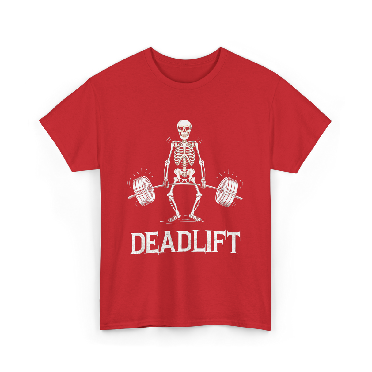 Deadlift Skeleton Weightlifting Fitness T-Shirt - Red