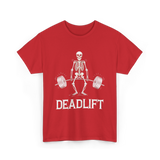 Deadlift Skeleton Weightlifting Fitness T-Shirt - Red