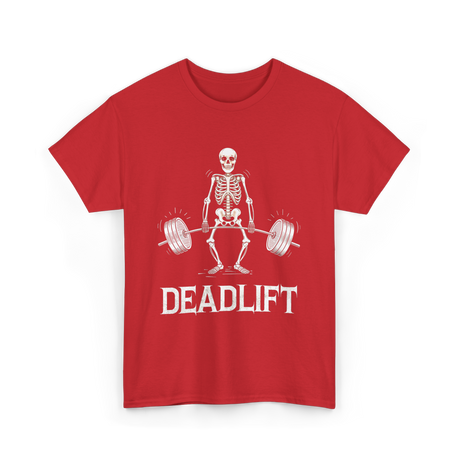 Deadlift Skeleton Weightlifting Fitness T-Shirt - Red