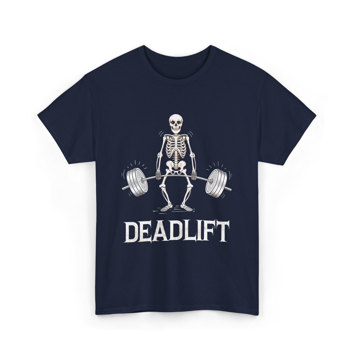 Deadlift Skeleton Weightlifting Fitness T-Shirt - Navy