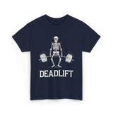 Deadlift Skeleton Weightlifting Fitness T-Shirt - Navy