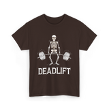 Deadlift Skeleton Weightlifting Fitness T-Shirt - Dark Chocolate