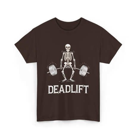 Deadlift Skeleton Weightlifting Fitness T-Shirt - Dark Chocolate