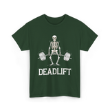 Deadlift Skeleton Weightlifting Fitness T-Shirt - Forest Green