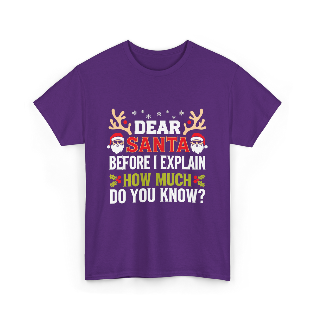 Dear Santa Christmas Design T-Shirt - Purple