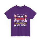 Dear Santa Christmas Design T-Shirt - Purple