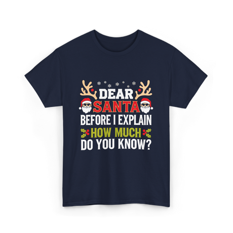 Dear Santa Christmas Design T-Shirt - Navy