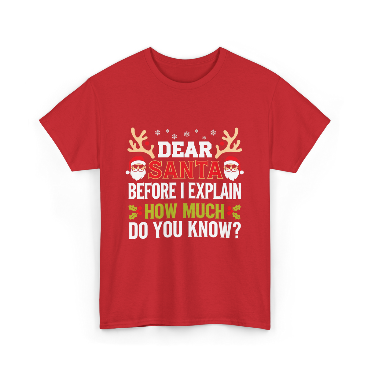 Dear Santa Christmas Design T-Shirt - Red