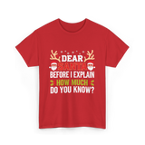 Dear Santa Christmas Design T-Shirt - Red