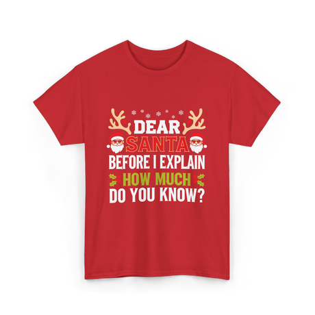 Dear Santa Christmas Design T-Shirt - Red